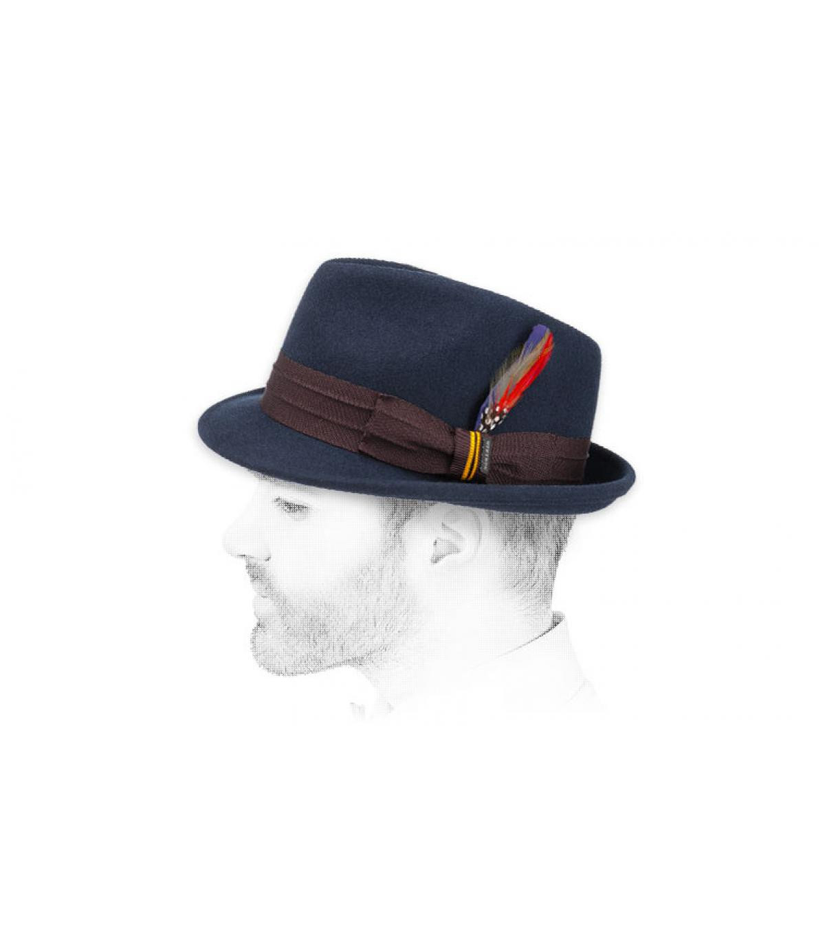 trilby bleu marine feutre Trilby Gilbert Woolfelt navy